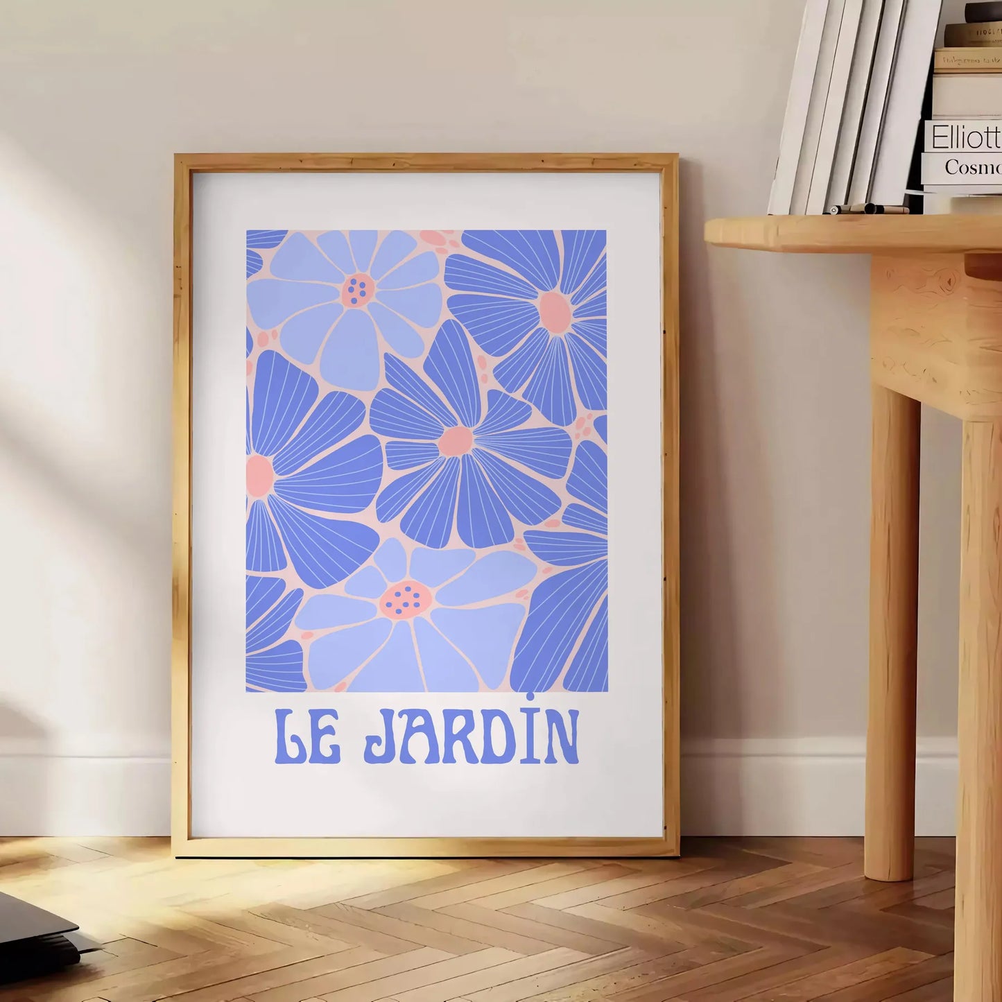 space botanical vintage poster exquisite blue white art wall unique gift print touch elegance nature room sizes A4 cm A0